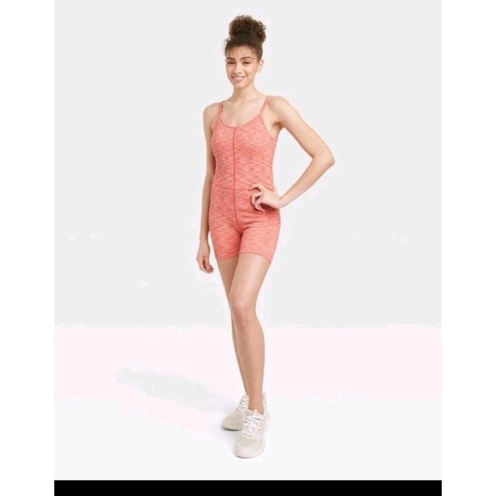 JoyLab Women's Open Back Bodysuit Coral Orange Size XL